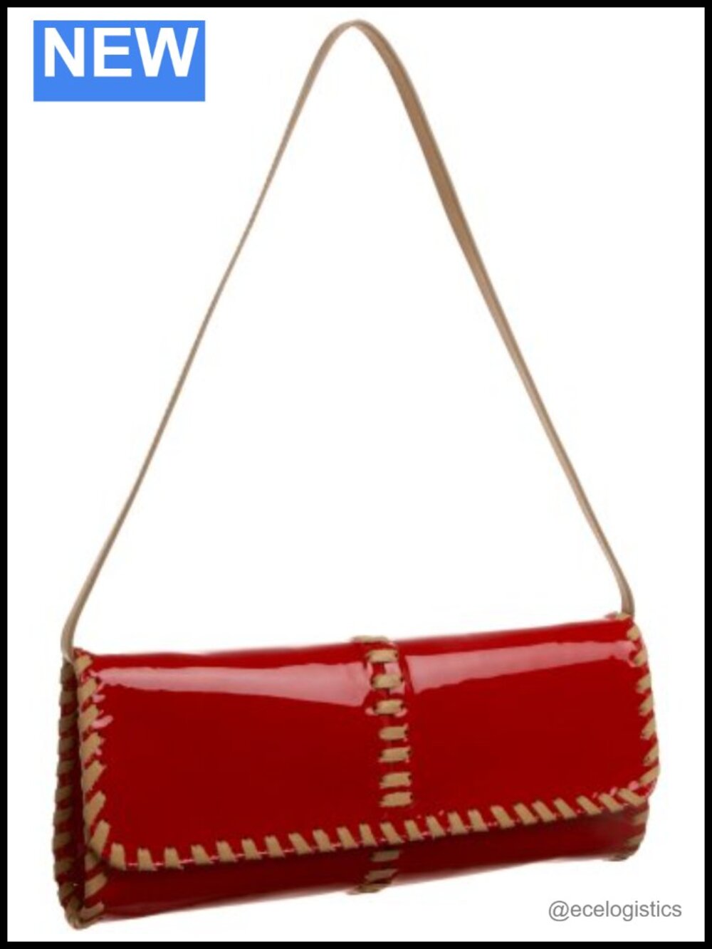 Patent Leather Whippet Shoulder Bag Magnetic Snap Jetted Pocket